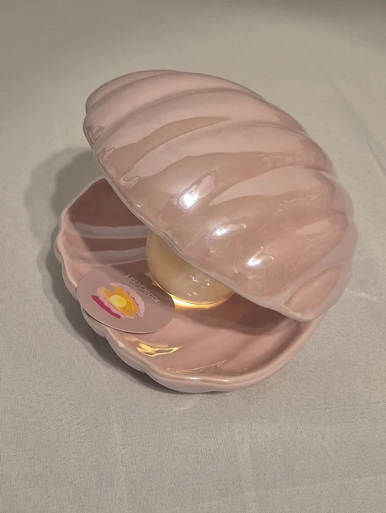 Pink Ceramic Clam Shell LED Decor NEW - Picture 4 of 14